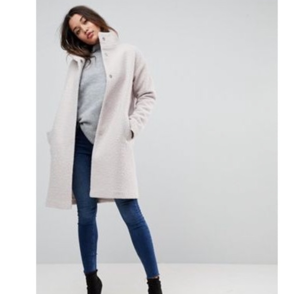 ASOS grey funnel neck coat - size 10 / 40